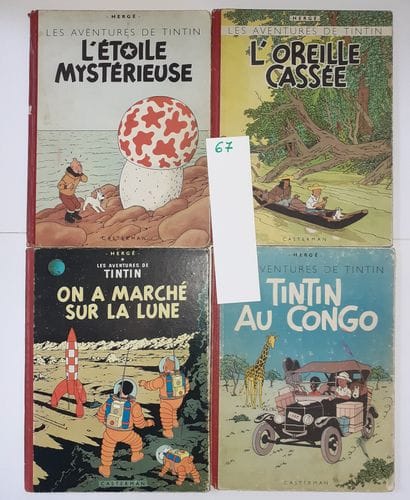 Tintin - Ensemble de 4 albums : Oreille cassée...