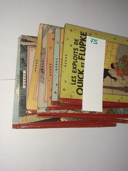 Hergé - Ensemble de 8 albums : Quick et Flupke...