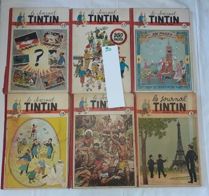 Tintin – Ensemble de 6 reliures belges :...