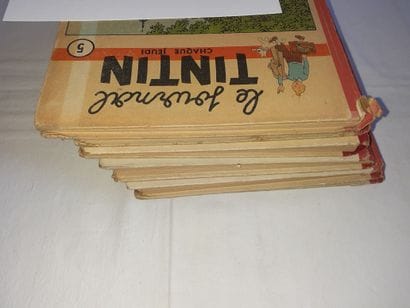 Tintin – Ensemble de 6 reliures belges :...