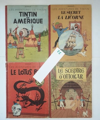 Tintin - Ensemble de 4 albums : Sceptre (B2),...