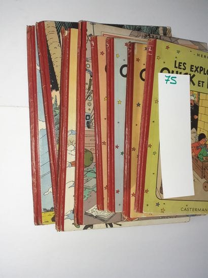 Hergé - Ensemble de 8 albums : Quick et Flupke...