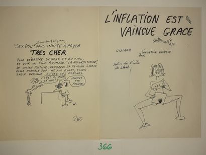 Wolinski – 2 Dessins originaux : Sex pol...