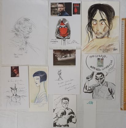 Guibert + Divers – Ensemble de 8 dédicaces :...