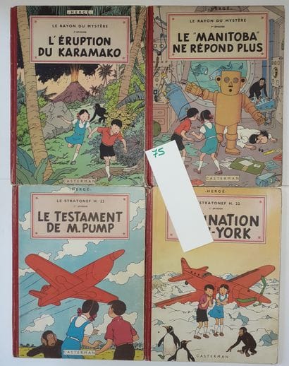 Hergé - Ensemble de 8 albums : Quick et Flupke...