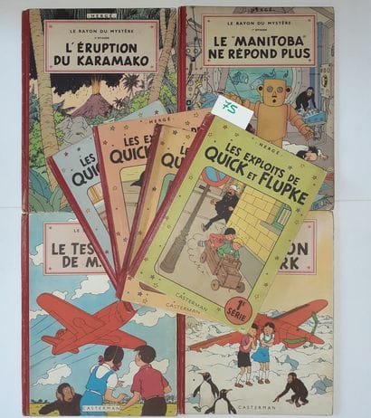 Hergé - Ensemble de 8 albums : Quick et Flupke...