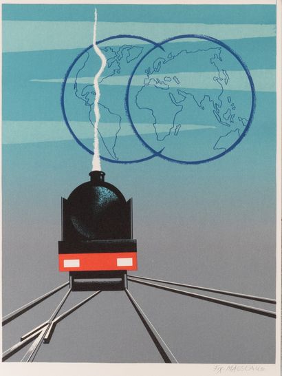 FIX-MASSEAU Pierre. Train and planisphere....