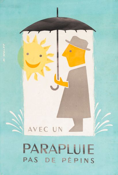 WOLFF Marcel. With an umbrella no pips. Circa...