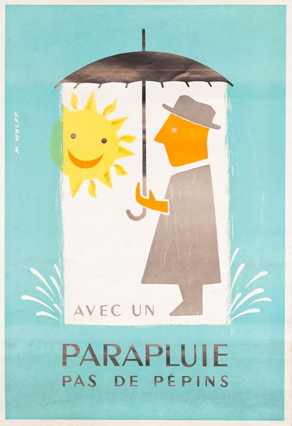 WOLFF Marcel. With an umbrella no pips. Circa...