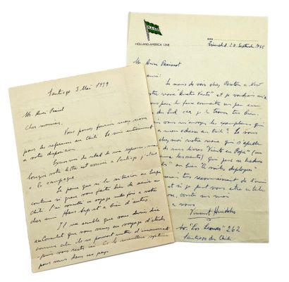 Vincente HUIDOBRO
2 autograph letters signed...