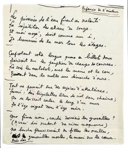 JEAN COCTEAU
Autograph manuscript, 