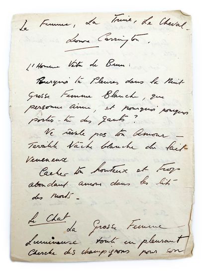 Leonora Carrington
Autograph manuscript signed...