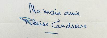 BLAISE CENDRARS
2 autograph letters signed...