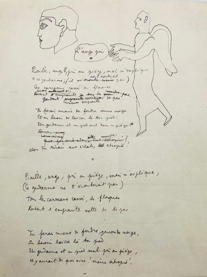 JEAN COCTEAU
Autograph manuscript, illustrated...