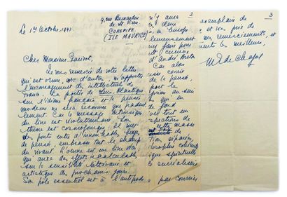 Malcolm de CHAZAL
Autograph letter signed...