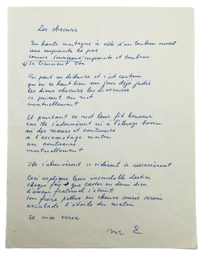 Max ERNST
Autograph manuscript signed with...