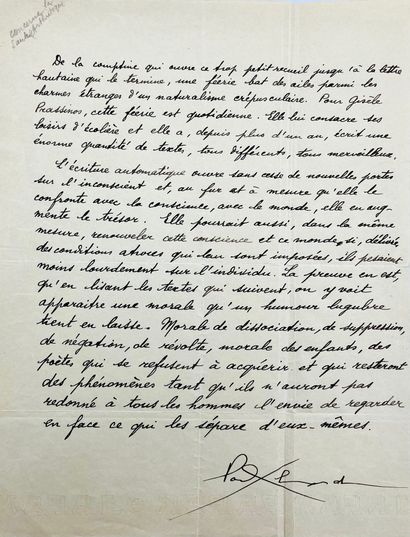 PAUL ÉLUARD
Autograph manuscript signed....