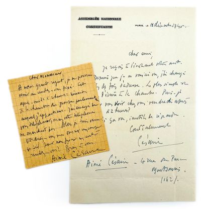 Aimé CÉSAIRE
2 autograph letters signed to...