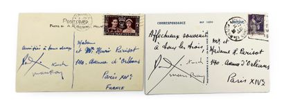 Paul ÉLUARD NUSH. MAN RAY.
2 autograph postcards...