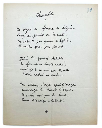 JEAN COCTEAU
2 autograph manuscripts, 2 pp....