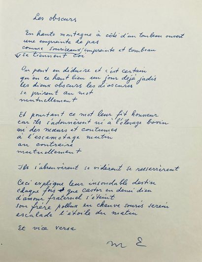 Max ERNST
Autograph manuscript signed with...