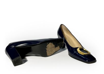 Christian Dior. Pair of blue patent leather...