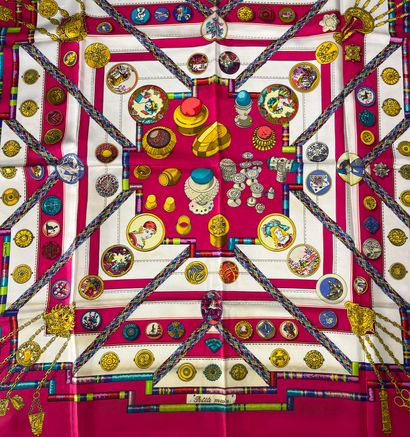 Hermès Paris. Small hands. Silk scarf 90x90...