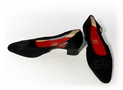 Sonia Rykiel. Pair of black fabric pumps...
