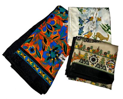 Lot of three silk scarves including one Saint-Laurent...
