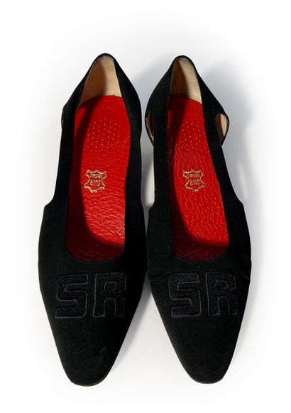 Sonia Rykiel. Pair of black fabric pumps...