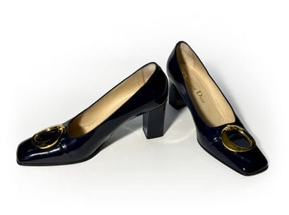 Christian Dior. Pair of blue patent leather...