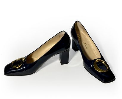 Christian Dior. Pair of blue patent leather...