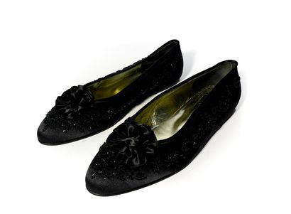 Chanel. Pair of ballerinas in black fabric...