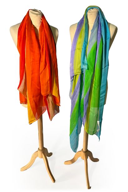 Christian Dior. Red and orange striped silk...
