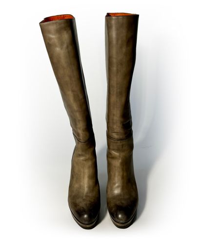 Santoni. Pair of grey leather boots size...