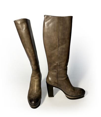 Santoni. Pair of grey leather boots size...