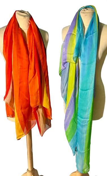 Christian Dior. Red and orange striped silk...