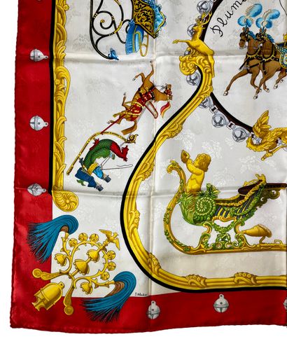 Hermès Paris. Feathers and bells. Silk scarf...