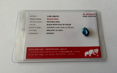 

枕形切割黑蛋白石，重1.08克拉 - 可能出处为埃塞俄比亚

尺寸：9.48...