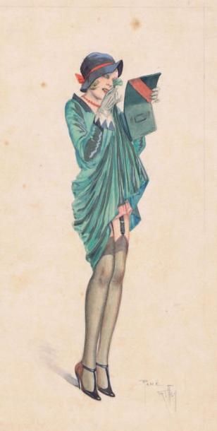 GIFFEY. René
«La Coquine se maquille». Belle...