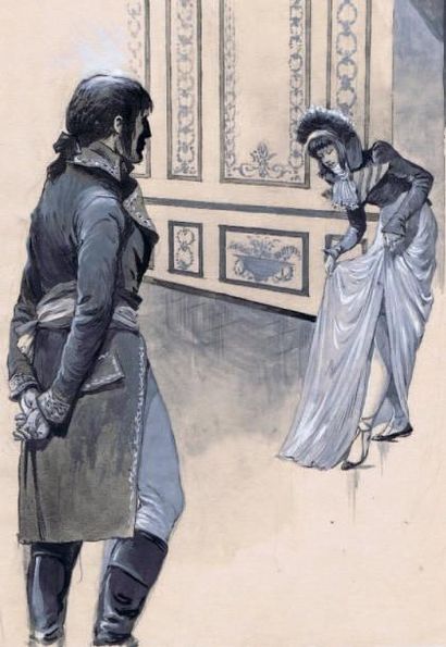 GIFFEY. René
«Bonaparte». Gouache sur papier....