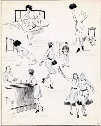 GIFFEY. René
«14 juillet». Encre de Chine...