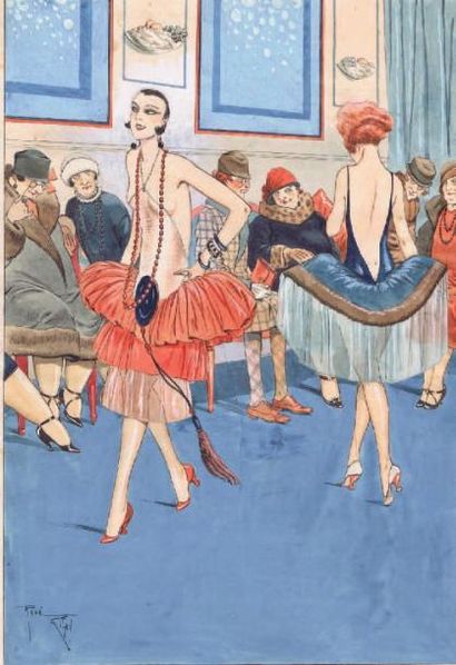 GIFFEY. René
«Défilé de Mode». Gouache sur...