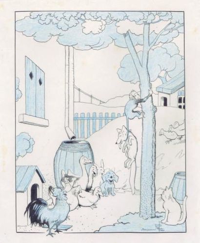 RABIER. Benjamin
«Le Renard pendu». Encre...