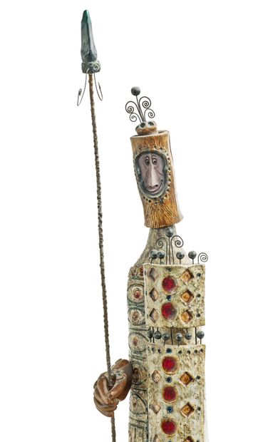 Raphaël GIARUSSO (1925-1986)
Large warrior
Polychrome...