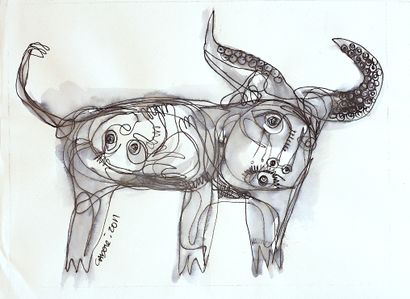 CADORE Delphine
Horned beast / Ink and wash...