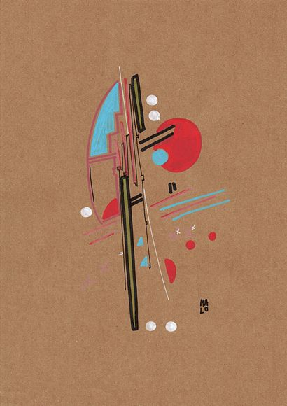 MALO
Untitled / Mixed media on beige paper...