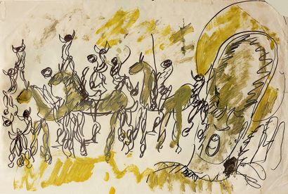 PURVIS Young
Angel and horses / Mixed media...