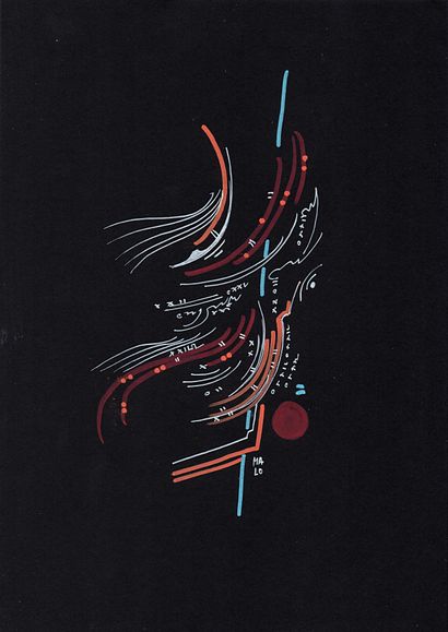 MALO
Untitled / Mixed media on strong black...