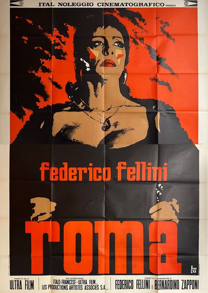 罗马 / 费莱尼-罗马
费德里科-费里尼1972.
140x200 厘米（分两幅印刷）。意大利海报。无签名。Imp....